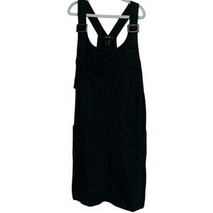 Black linen lightweight overall dress